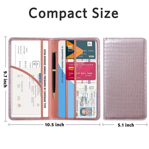 CoBak Car Registration and Insurance Holder - Vehicle Glove Box Car Organizer,Auto Truck Comparment Accessories Case with Magnetic Closure for Driver License,Cards