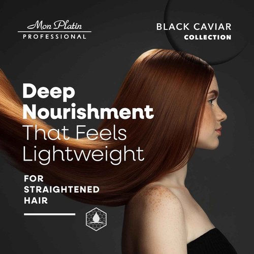 Mon Platin Professional Hair Conditioning Mask, Black Caviar Total Repair, 500ML, For Straightened Hair, Intensive Recovery, Deep Conditioning, SLS/Salt Free
