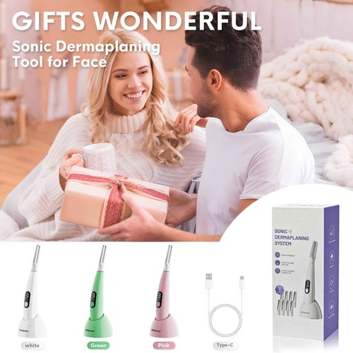 Skinharbor Sonic Dermaplane Razor for Women Face,Women’S Facial Exfoliation & Peach Fuzz Hair Removal System,Anti-Aging–3 Speeds–8 Dermaplaning Blades–Rechargeable,Sonic Dermaplaning Tool