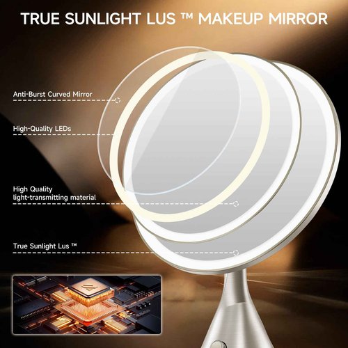 METUEGO Lighted Makeup Mirror with Magnification Electric Plug in, 7X Magnifying Lighted Vanity Makeup Mirror with Led Lights