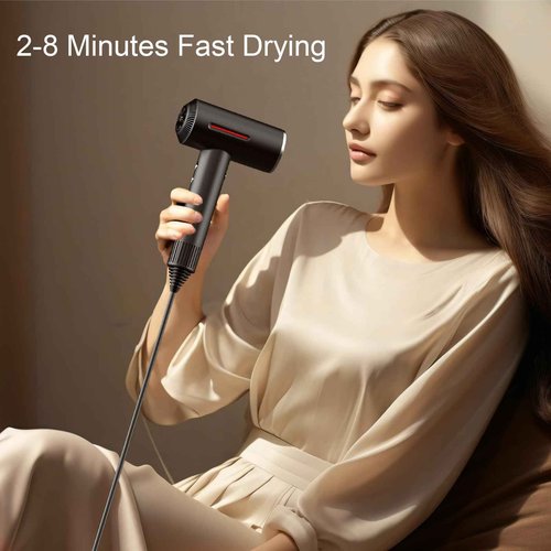 LESCOLTON Hair Dryer, Ionic Hair Dryer 110,000 RPM Brushless Motor 1400W Powerful High Speed, Diffuser & LCD Display, 3 Speeds for Fast Drying, Low Noise, Lightweight,Self Clean (Black)