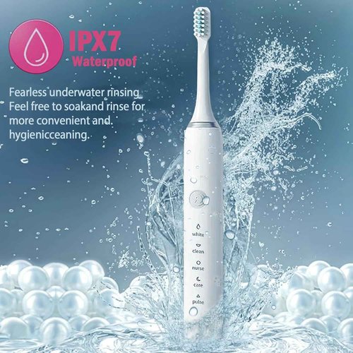 Sonic Electric Toothbrush with 3 Brush Heads for Adults and Children, USB Quick Charge, White Rechargeable Electric Toothbrush