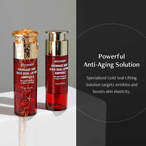 Shumage Gold Seal Lifting Cream+Device & Shumage Shot Gold Seal Lifting Ampoule - Moisturizer Face Lift Cream, Hydrating & Tightening for Sagging Skin - Collagen Serum for Radiant Glow