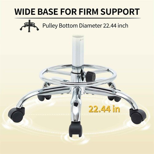 FIRAVOE Rolling Stool with Back,Adjustable Height Foot Rest Rolling Salon Chair 19.5"-26.6",Black Ergonomic Stool (Black)