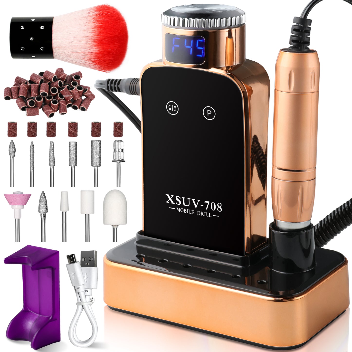 Professional Cordless Electric Nail Drill - 45000 RPM E-File Machine