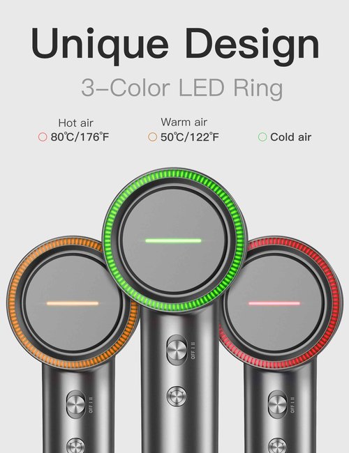 Fezax Negative Ionic High-Speed Hair Dryer with 11,0000 RPM Brushless Motor for Fast Drying, Professional Blow Dryer with Diffuser and Nozzle, Low Noise Hairdryer for Salon Home Travel