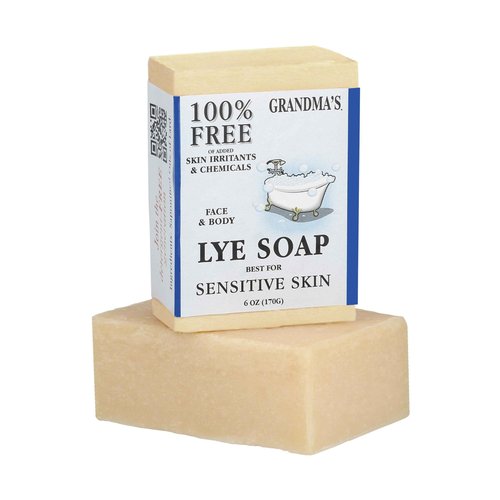 CLASSYONE Grandma’s Pure Lye Soap Bar for Sensitive Skin, Unscented 6 oz – 12 Pack | Face & Body Wash for Dry, Itchy Skin | Free of Dyes, Detergents & Fragrance + Bonus Baby Powder Air Freshener