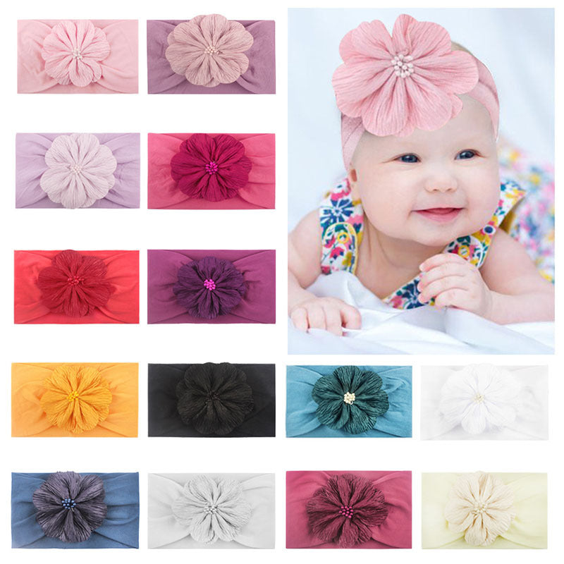 Super Soft Nylon Children's Headband with Flower Hair Accessory - Multiple Colors