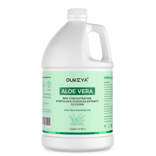 OUKEYA 1 Gallon, Aloe Vera Gel – Soothing, Hydrating, and Nourishing for Face & Body | 98% Natural Aloe Vera, Pure & Organic for After Sunburn Relief, Skincare & Hair Hydration, Calming Moisturizing