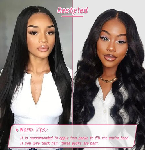 Essent Seamless Sleek Straight Clip in Hair Extensions Seamless Real Human Hair, 16 Inch 1Pack 130g 7Pcs Human Hair Extensions for Women Natural Black