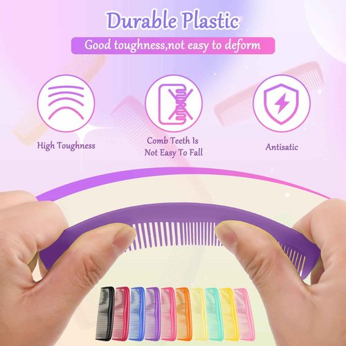 HOFASON 500 Pack Combs Bulk for Women Kids, Individually Wrapped Plastic Pocket Hair Combs Set Small Bulk Travel Combs for Styling, Homeless, Hotel, Shelter, Nursing Home, Charity, 10 Colors