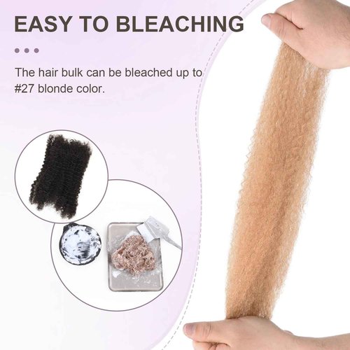 Afro Kinkys Bulk Human Hair Kinky-Curly 100% Real Human Hair for Twist, Braiding, Dreadlocks & Sister Locs, Natural Soft Pre Fluffed, Can Be Dyed Bleached (#1B Natural Black, 20 Inch)