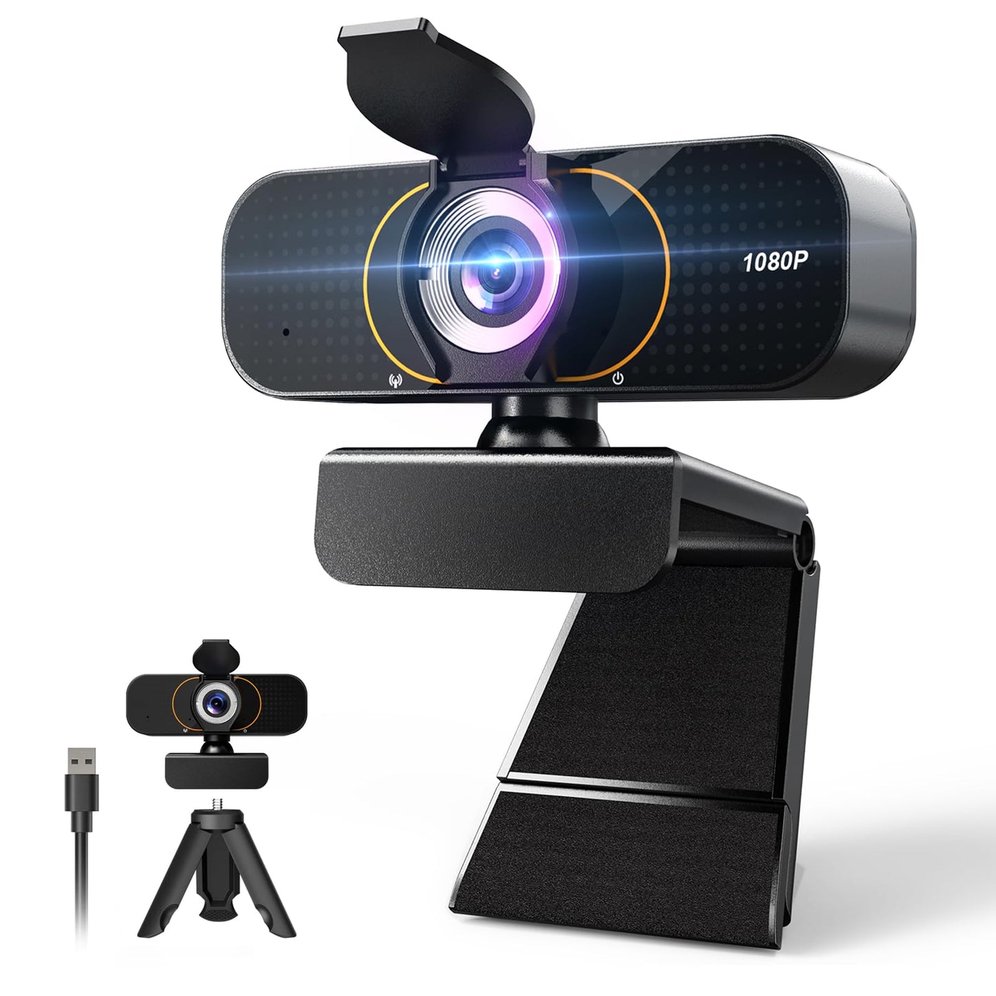 4K/2K/1080P Webcam for pc, Plug & Play USB Webcam for Online Classes, Video Calling, Live Streaming (Updated-GQ1080)