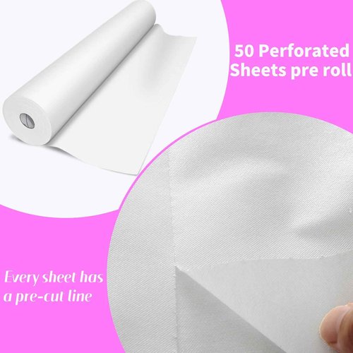 Silrubsups Disposable Massage Table Sheets 2 Roll 30 g/m2 Waterproof Thick Non Woven Bed Sheets ,71 x 31.5 inches, 50 Sheets per Roll with Face Hole for Beauty Salon Hotels (2)