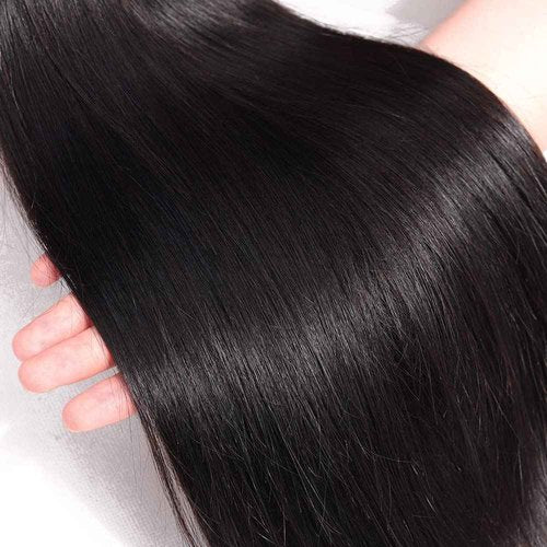 Subella Brazilian Straight Hair 3 Bundles with Closure Grade 10A Unprocessed Brazilian Virgin Human Hair Bundles with Closure Natural Black Color (18 20 22+16 Free Part)