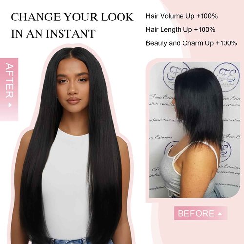 MIRONICA Clip in Hair Extensions Real Human Hair 24 Inch 120g/4.23oz 1B Natural Black Clip in 100% Brazilian Remy Virgin Human Hair Extensions 8pcs Per Set with 20 Clips Double Weft
