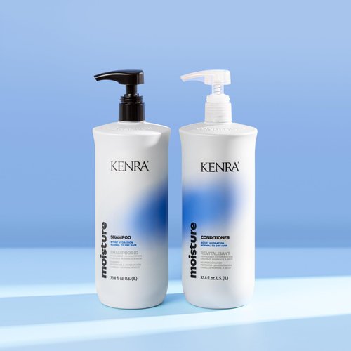 Kenra Professional Moisture Shampoo & Conditioner Set | Boost Hydration | Improve Manageability and Shine | Nourish Dry Hair | Color Safe | Efforless Detangling | Normal to Dry Hair | Liter Duo