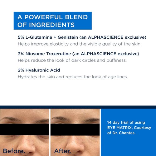 ALPHASCIENCE Eye Matrix - Eye Treatment Gel - Hydrating & Smoothing - Rich Formula for Dark Circles, Puffiness, Wrinkles & Fine Lines - Fragrance & Preservative-Free - 15 ml / 0.50 fl. oz.