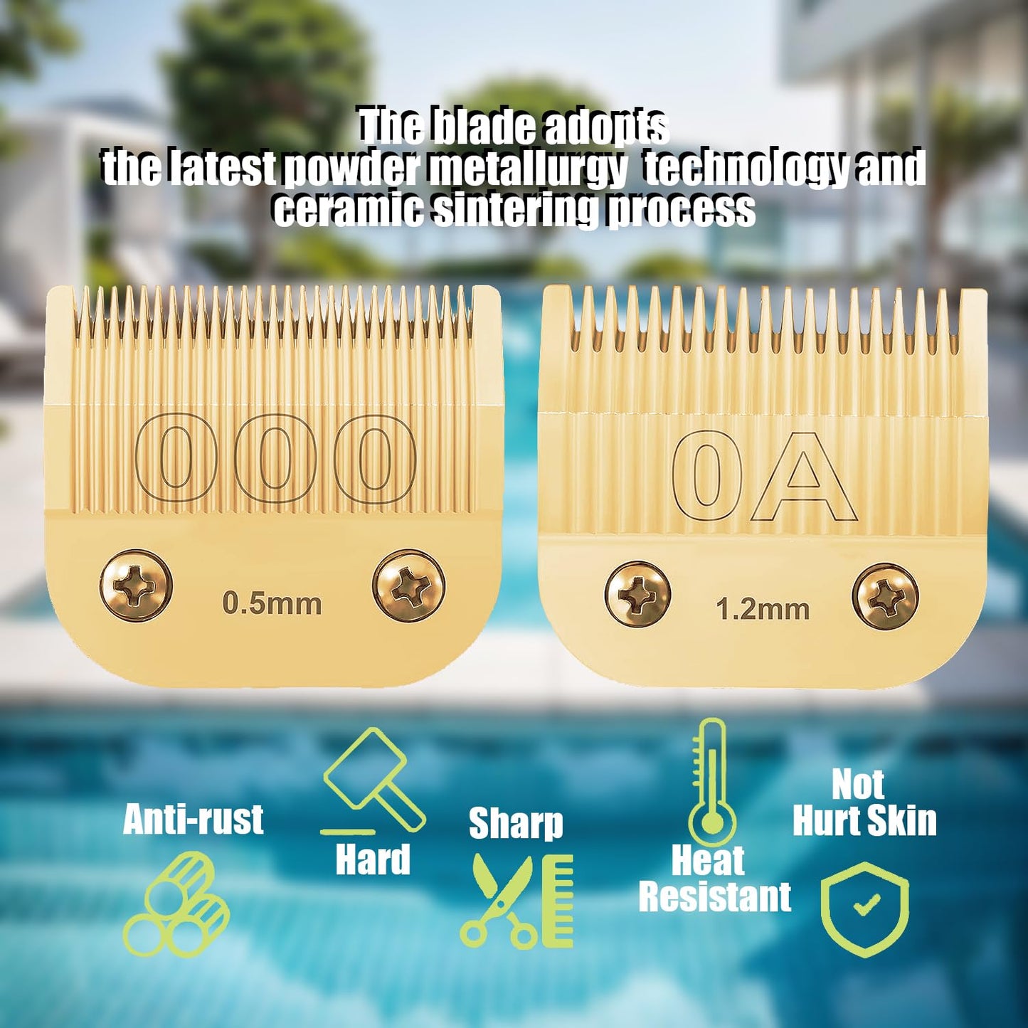 Professional Detachable Replacement Blades Set,Cut Length,Compatible with Andis AGC,BDC,BGC,MBG Series/Oster Classic 76/Star-Teq/Power-Teq/A5 Clipper (0.1mm-13mm 5 PACK) GOLDEN