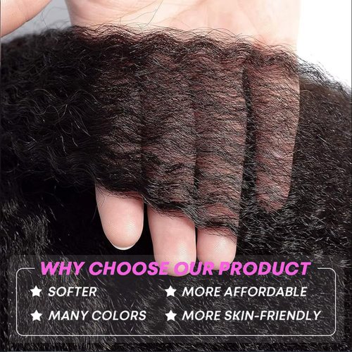 Jinhongze Kinky Straight Wig 13x6 Lace Front Wigs Human Hair 20 Inch Yaki Straight Human Hair Wig 200% Density Lace Front Human Hair Wigs for Black Women