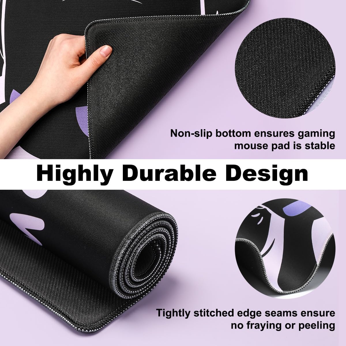 YUNZII Keynovo Gaming Mouse Pad, Large Mouse Pad, Non-Slip 4mm Laptop Gaming Desk Pad for Office and Home(Cool cat, 31.49'' x 11.8'')