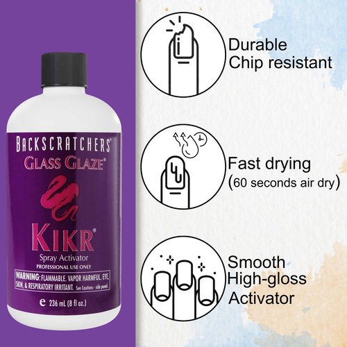 BackScratchers Kikr Spray Activator - Fiberglass Or Silk Wrap Nail Extension Glue - Nail Activator Spray - 8 oz.