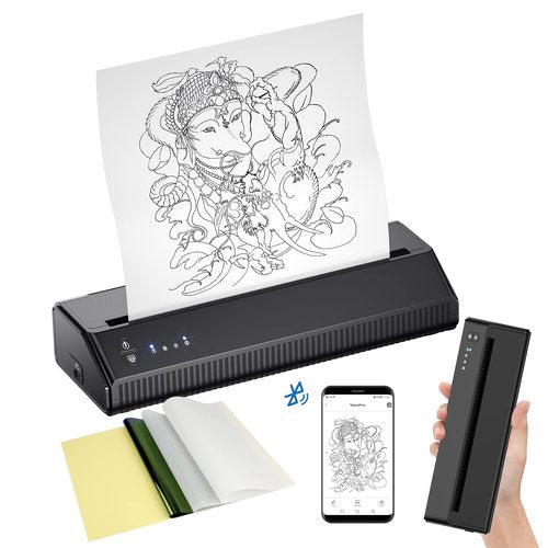 BIOMASER Tattoo Printer Wireless Tattoo Stencil Printer for Tattooing Tattoo Transfer Stencil Machine with 10pcs Transfer Paper, for Artists, Thermal Copier Compatible with Smartphone and Tablet
