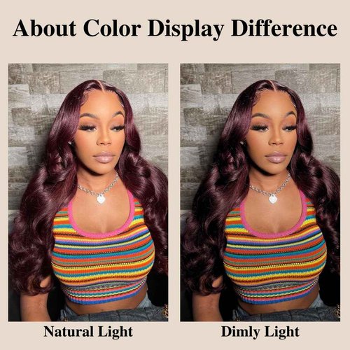 ALHER 12A Dark Burgundy Lace Frontal Wig 180% Density, 99J Wine Red Colored Ear to Ear 13x4 Frontal Wig Pre Plucked With Baby Hair, 100% Virgin Remy Human Hair Purple Wig for Black Women 22 IN