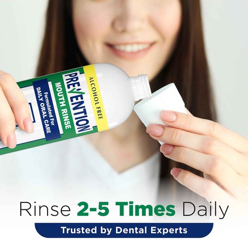 Prevention Daily Care Alcohol-Free Mouthwash, Hydrogen Peroxide Teeth Whitening with Soothing Fresh Mint for Bad Breath Treatment, Fluoride-Free Gum Care Oral Mouth Rince 16 oz 12 Pack