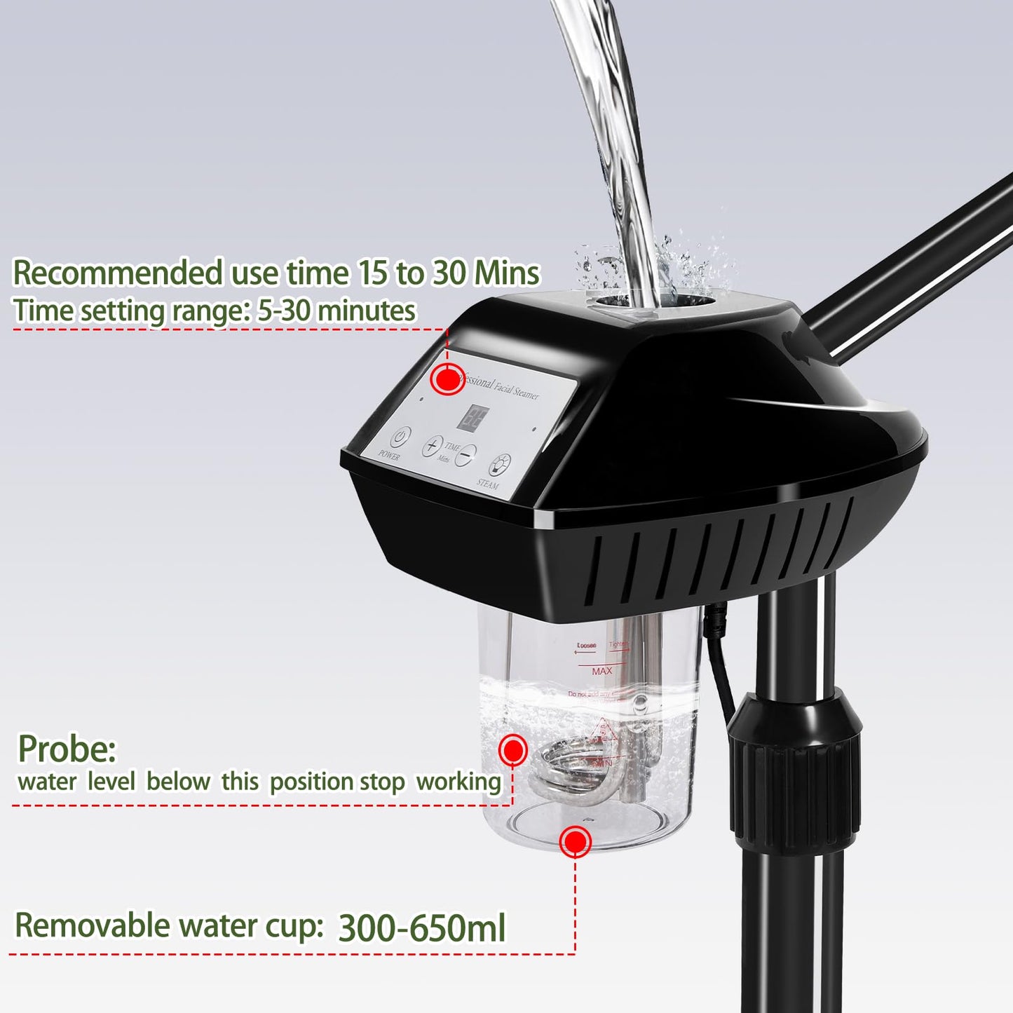 LKT COBTAC Professional Face Steamer on Wheels,Ozone Face Steamer for Deep Facial Cleansing