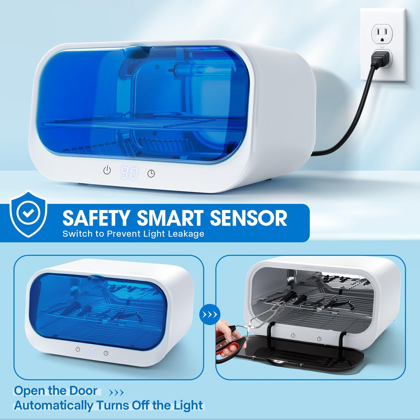 12L Autoclave Sterilizers for Esthetician, Double-layer High Temperature Nail Tool Sterilizer With Clamp, Cleaning Cabinet for Home Use, Beauty/Barber/Nail/Spa Salons Tools Use (White, 12L)