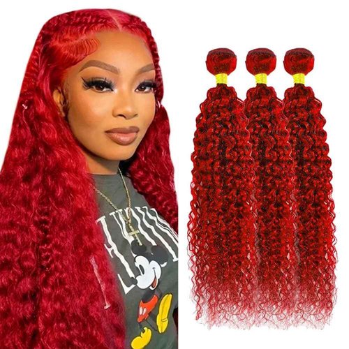 Light Red Bundles Human Hair Water Wave Bundles 28 30 32 Inch Unprocessed Brazilian Virgin Remy Hair Burgundy 3 Bundle Red Water Wave Human Hair Extensions For Women 50 Gram Per Bundle