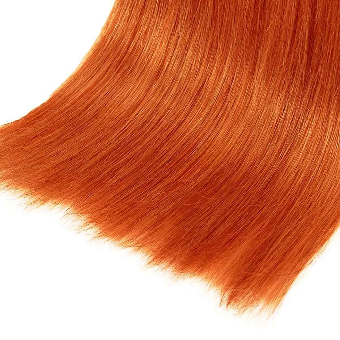 Giginger Bundles Human Hair 10 12 14 inch Orange Straight Bundles 350 Color Human Hair Unprocessed Quick Weave Soft Sewn In Hair Extensions for Black Women