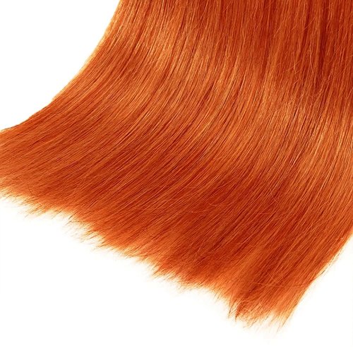 Hailookmey Human Hair Bundles #350 Color Ginger Orange Straight Brazilian Unprocessed Virgin Human Hair Quick Weave Extensions (24 26 28 Inch 350 Straight)