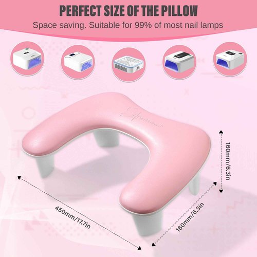 PureRadiance Nail Arm Rest – U-Shaped Ergonomic PU Leather Hand Rest Comfort Cushion for Acrylic Nails Tech – Ideal for Home & Professional Use – Easy Clean, Waterproof & Portable