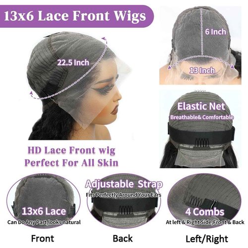 Brofoe 13x6 Lace Front Wigs Human Hair 200 Density Body Wave HD Lace Front Wigs Human Hair Pre Plucked Natural Color Glueless Wigs for Women 18 Inch