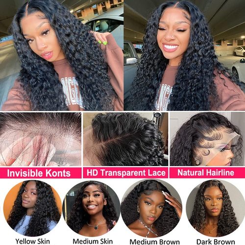JIETAI 13X4 HD Lace Front Wigs Human Hair Pre Plucked with Baby 180% Density Brazilian Curly Wave for Black Women 9A Glueless frontal Natural Color (26 Inch)
