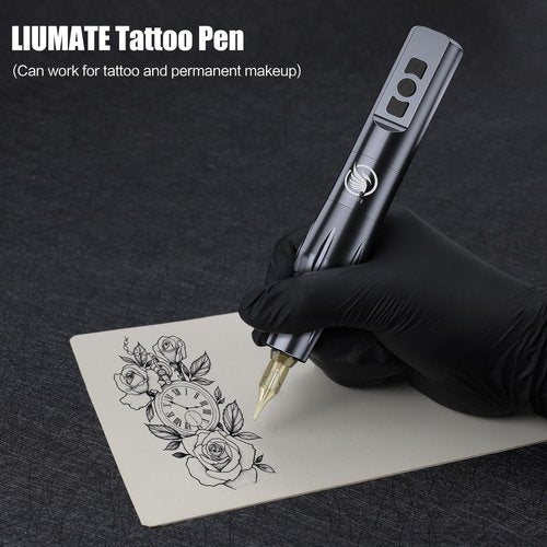 LIUMATE Cordless Tattoo Machine Pen kit with 2pcs Batteries Power Supply 2400mAh Coreless Motor Cordless Tattoo Gun with 10pcs Cartridge Needles for Beginners Tattoo Artists…