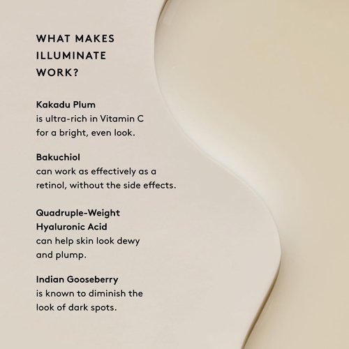 Naked & Thriving Illuminate BC+ Face Serum | Hyaluronic Acid, Vitamin C, Bakuchiol | Organic, Vegan, & Naturally-Derived Skin Care | For Mature Skin, Visible Spots and Wrinkles (1.0 fl oz/30 mL)