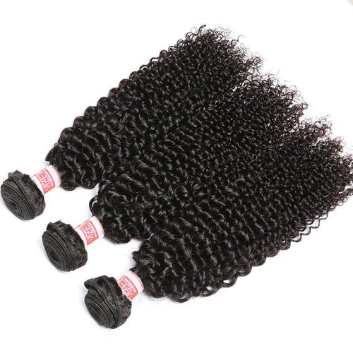 YIZE Hair 7A Brazilian Curly Hair 3 Bundles Weave 100% Unprocessed Virgin Brazilian Human Hair Extensions Natural Black Color (3pcs18)