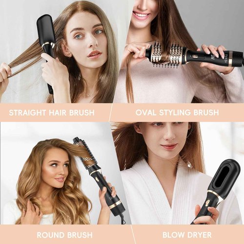 Nycoba Hair Dryer Brush Set, Multifunctional Hot Air Brush for Salon Blowouts, Negative Ion Technology & Quick Drying, Shiny and Less Frizz, Champagne Gold