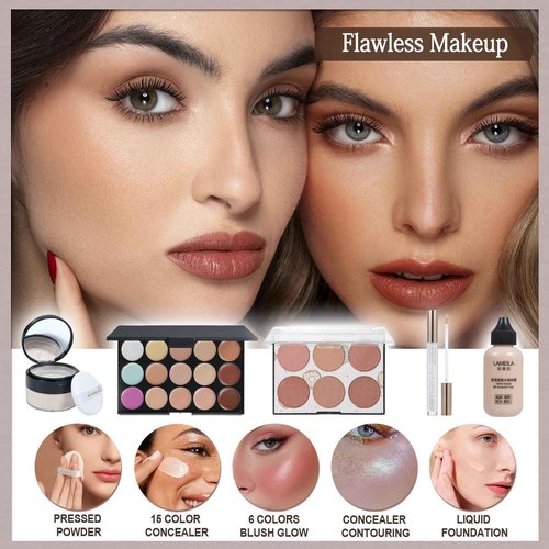 All in One Makeup Kit for Women Full Kit, Makeup Gift Set for Girls & Teen, Travel Makeup Set, Professional Makeup Kit Includes Kit Eyeshadow Lipstick Brow Pencil Eyeliner Brush Set (set1)