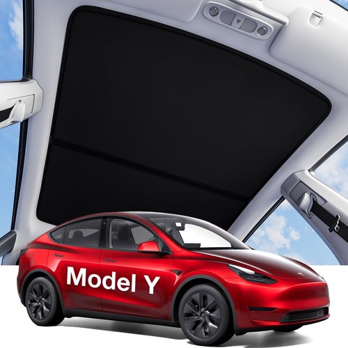 Wigoo 2025 Upgrade Tesla Model Y Sunshade Roof [Never Sag, Nano Ice-Crystal Coatings] 3-Gen Heat Insulation Glass Roof Sun Shade, Accessories for Tesla Model Y 2020~2025, Black