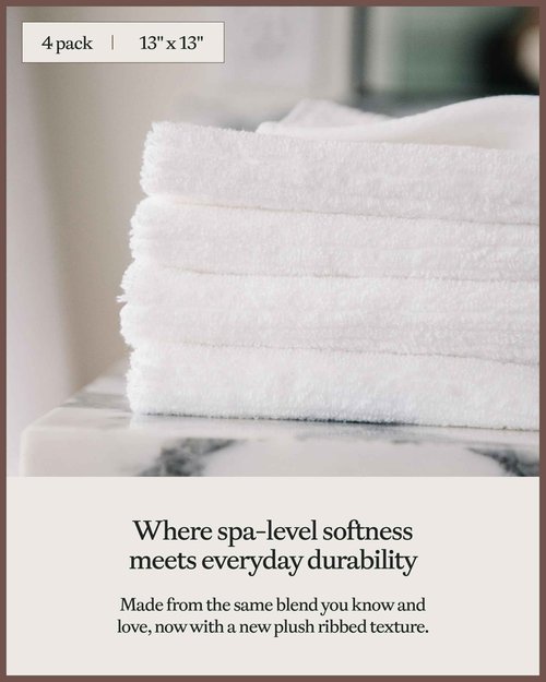 Cozy Earth Ribbed Washcloth Set - 60% Cotton 40% Viscose from Bamboo Bathroom Washcloths - Soft & Absorbent Textured Ribbed Pattern - 4 Pack Charcoal