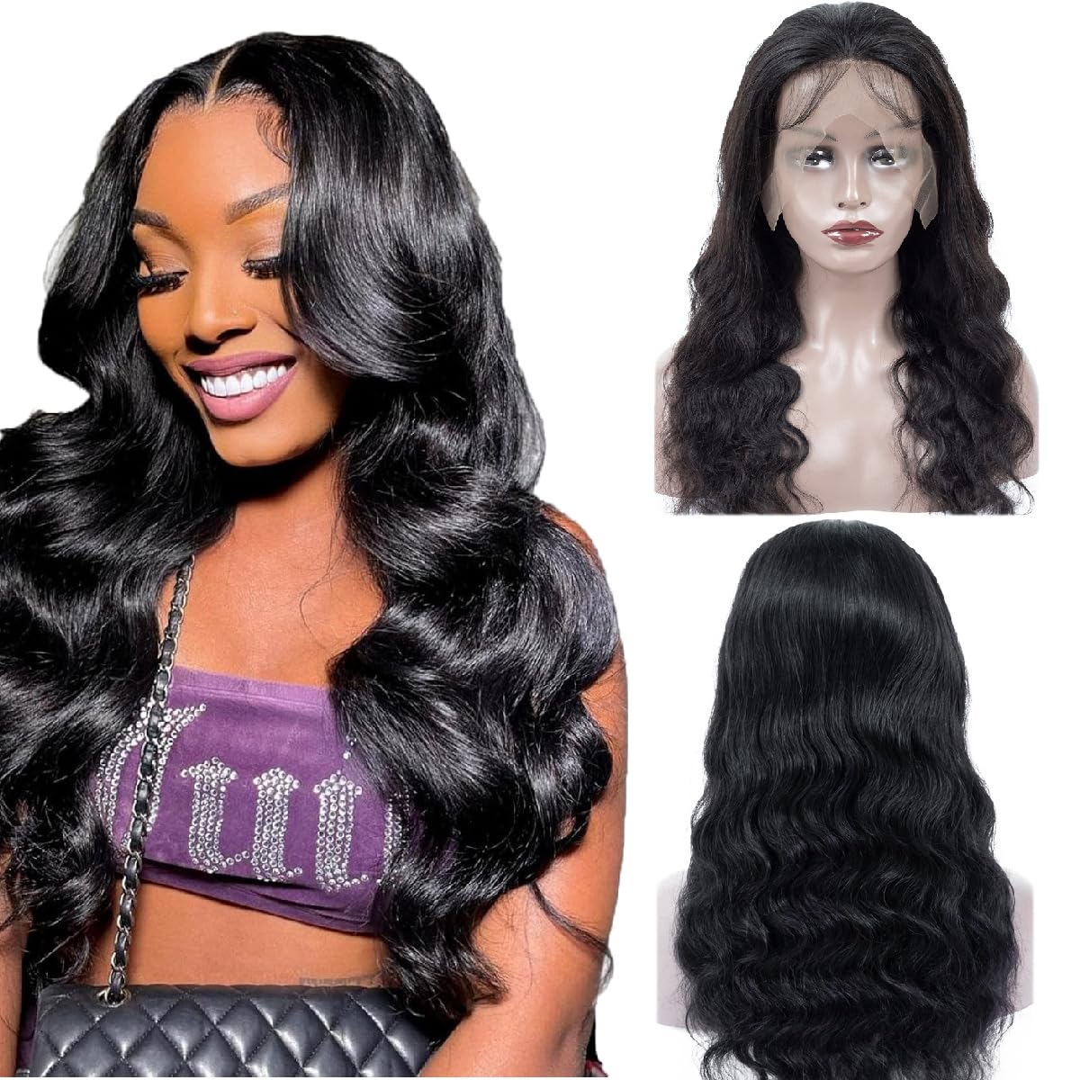 24 inch Lace Front Wigs Pre Plucked with Baby Hair Brazilian Body Wave Human Hair Wigs Unprocessed Brazilian Human Hair Wigs 150% Density Natural Hairline 13X4 Lace Front Wigs for Black Women