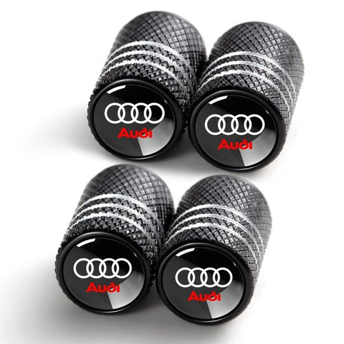 Tire Valve Stem Caps for Audi S3 A3 RS3 A4 A5 A6 A7 RS7 A8 Q3 Q5 Q7 R8 Metal Car Wheel Air caps Auto Valve Stem Caps Accessories 4 Pcs Black
