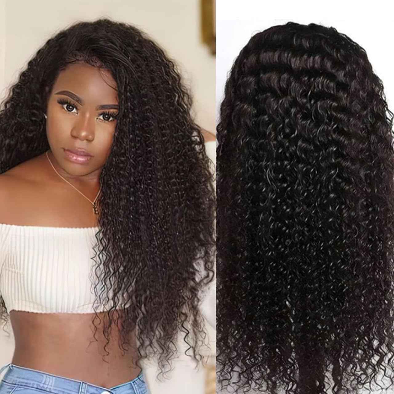 28inch 13x6 Deep Wave Lace Front Wigs Human Hair Pre Plucked Pre Deep Curly Human Hair Wigs for Women 180 Density HD Lace Frontal Wig With Baby Hair