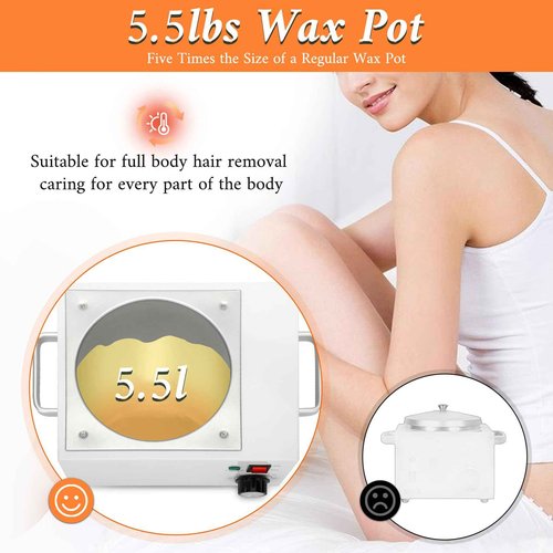 5.5 lbs Wax Pot Warmer Professional for Hair Removal,Large Wax Pot with 32-248℉(0-120℃) Temperature Adjustment Settings for Home,Beauty Salon,Spa,Barber Shop,Gift