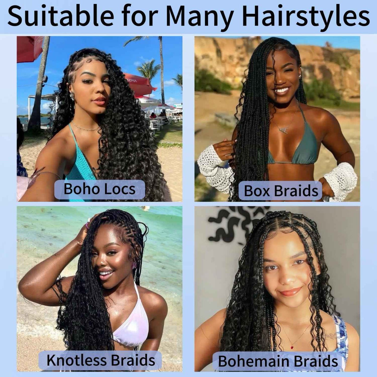 Human Braiding Hair for Boho Braids 20inch 100% human hair Water Wave Bulk Braiding Knotless No Weft Curly Bundles Human Hair Wet and Wavy Micro Hair Extensions Bulk 2 Bundles 100g hair Natural Color