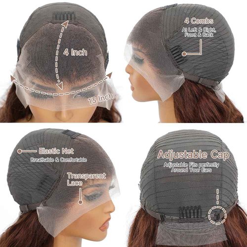 JINNOO Chocolate Brown Lace Front Wig 200 Density Brown Lace Front Wigs Human Hair Pre Plucked Brown Wig Human Hair 13x4 HD Lace Frontal Wigs 30 Inch